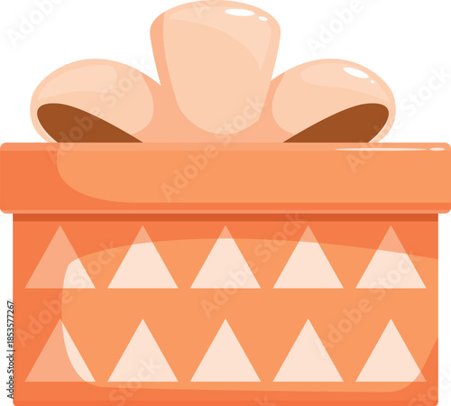 Festive orange gift box with a beige bow and a triangle pattern, perfect for birthdays, holidays, or any special occasion