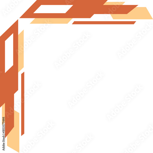 Geometric shapes in shades of orange and peach create a dynamic corner design, perfect for modern and abstract projects