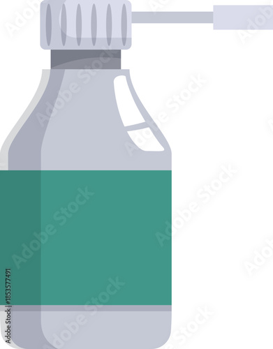 Plastic bottle containing medicine for sore throat, promoting hygiene and healthcare