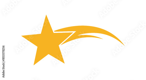 A vibrant golden star with a sweeping trail creating a dynamic and energetic visual silhouette