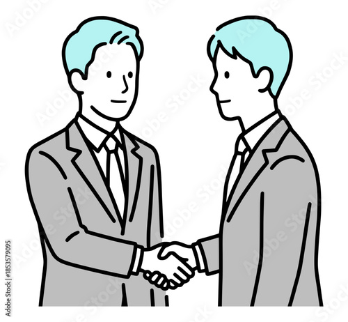 握手する男性：ビジネスパートナー、契約、信頼関係、協力、取引、成功、チームワーク
