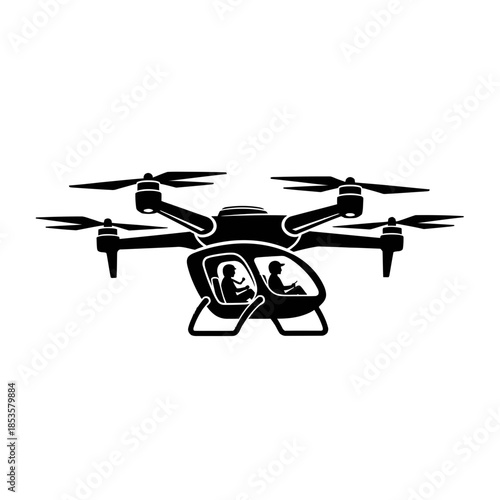 Professional Helicopter Silhouette with Passengers for Luxury Travel and Emergency Service Themes