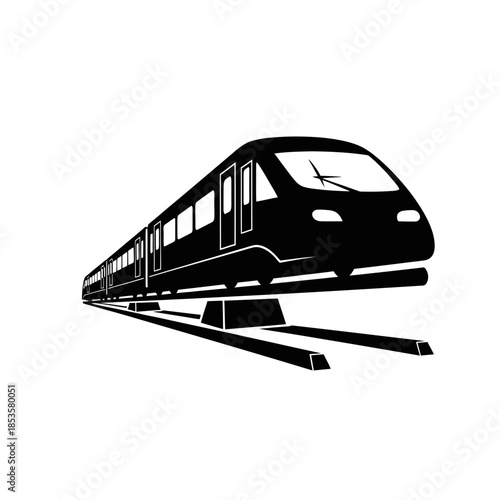 Minimalist Train Line Art Silhouette for Simple Railway Transportation and Modern Transit Design