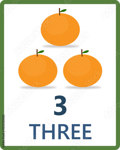 Wallpaper Mural Orange number 3 educational flashcard vector illustration Torontodigital.ca