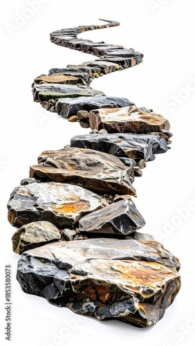 Wallpaper Mural Winding path of natural stones on white background Torontodigital.ca