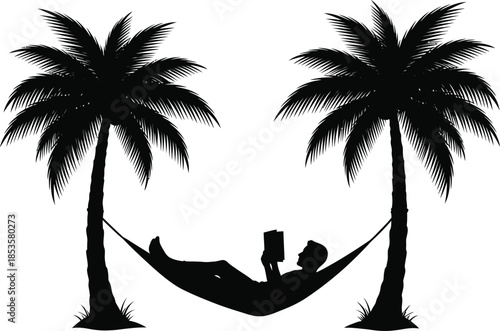 Relaxing in a hammock between two palm trees a peaceful island scene