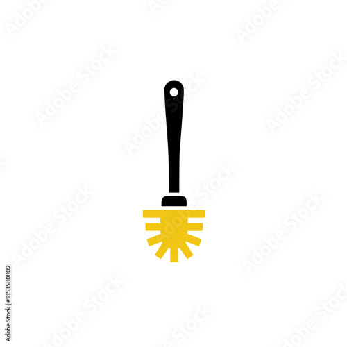 Vector graphic icon of a toilet brush, a fundamental tool for bathroom hygiene and cleanliness. Represents domestic cleaning, sanitation, and household maintenance tasks for various designs