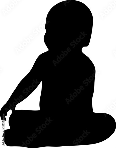 Set of baby and toddler silhouette isolated on white background. Sitting, crawling and standing. Vector illustration