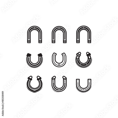 Horseshoe for horseshoe toss icon line art symbol