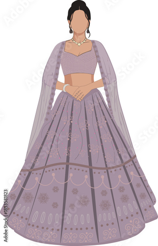 Woman Wearing Lilac Lehenga for Wedding Sangeet 