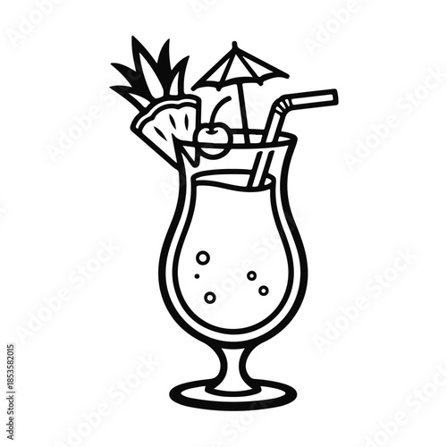 Minimalist illustration of a refreshing drink with clean lines and modern style on a white background. drink illustration, beverage icon, fresh drink, modern design, simple style