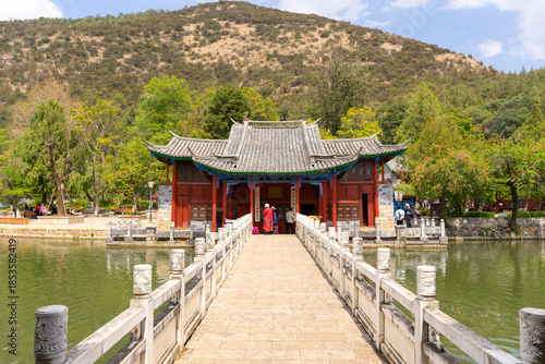 The Beautiful Moon Embracing Pavilion in Dayan old town ,Lijiang, China