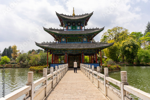 The Beautiful Moon Embracing Pavilion in Dayan old town ,Lijiang, China