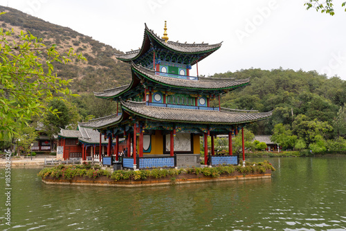 The Beautiful Moon Embracing Pavilion in Dayan old town ,Lijiang, China