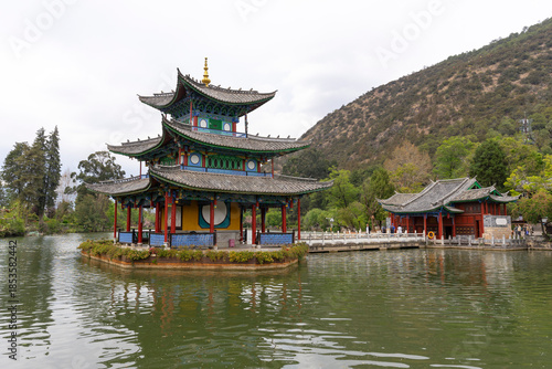 The Beautiful Moon Embracing Pavilion in Dayan old town ,Lijiang, China