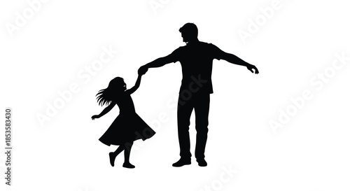 A tender moment captured in black a father and daughter joyfully dancing together silhouette
