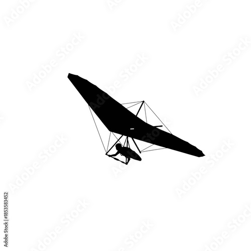 Hang Glider Silhouette In Flight Graphic For Extreme Adventure Sports And Aerial Recreation