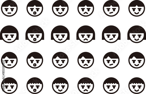 いろいろな表情の顔アイコン