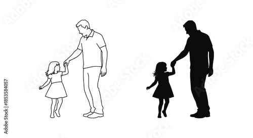 A touching depiction of a father and daughter sharing a tender moment presented as a silhouette