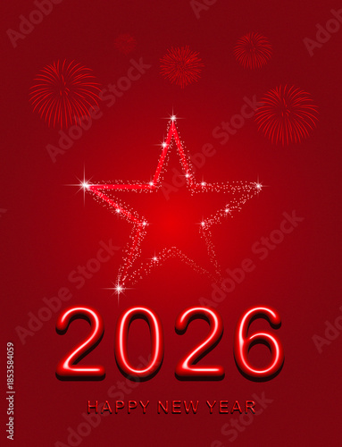 2026 star glowing design with elegant red background festive celebration theme