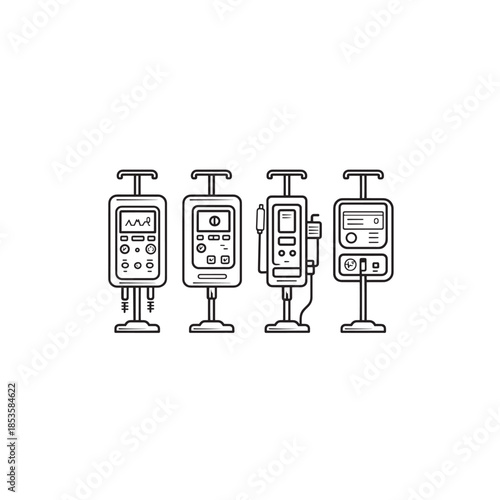  Infusion Pump icon line art hospital instrument
