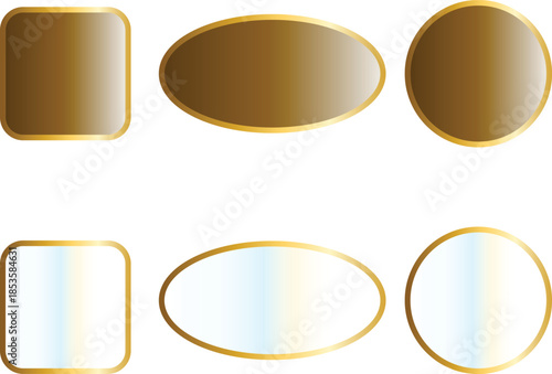Collection of blank reflective mirror surfaces in round oval and square shapes