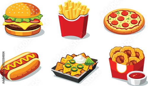 fast food icons set