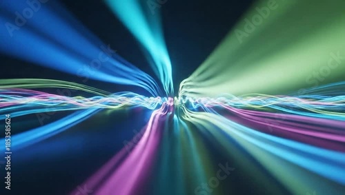 Abstract Light Streaks and Waves Flowing Through Space.