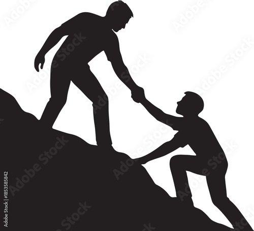 vector silhouette of a man helping other