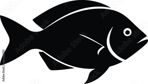 Simple black silhouette of a fish a common aquatic creature illustration
