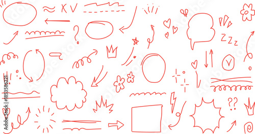 collection of hand-drawn doodle elements. Doodling is a form of free-form sketching, often without a specific purpose or finished product in mind, that can aid memory and focus. 