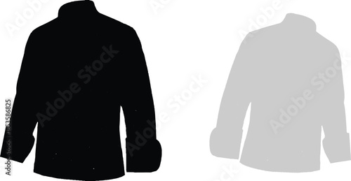 Fashion suit and white shirt vector illustration, isolated back view outline silhouette on black body design template