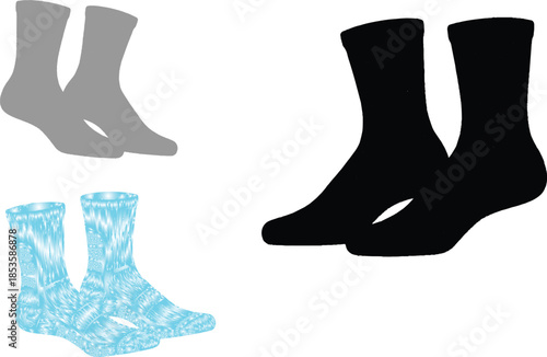 A pair of stylish shoes in a pair of black fashion boots and socks, perfect for winter shoes and women's high heel style, has an elegant leather shoes design.