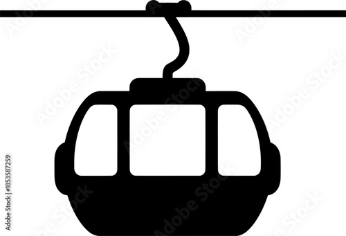 Mountain ski lift gondola symbol perfect for winter resort logo, tourism transport, and travel icon