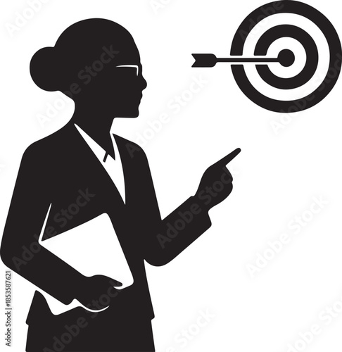 silhouette of a women holding a target
