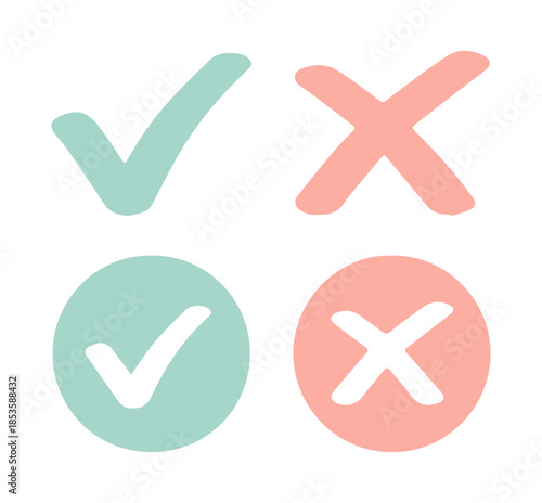 checkmark and cross icons set flat vector approved rejected symbols