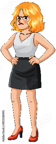 Angry Businesswoman Standing with Hands on Hips