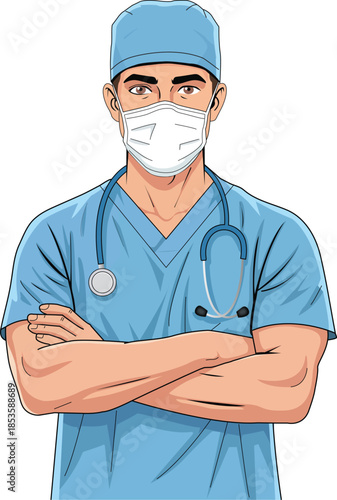 Confident Doctor Standing with Arms Crossed