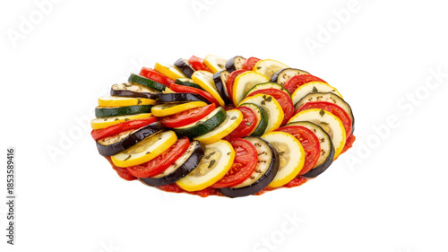 Colorful Ratatouille spiral arrangement dish