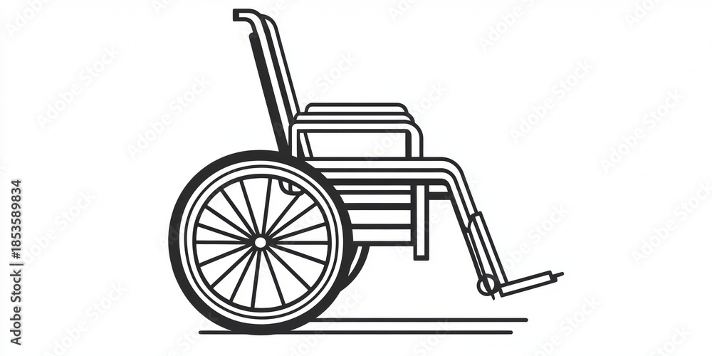 Fototapeta premium Simple line drawing of a wheelchair signifying accessibility for the disabled.