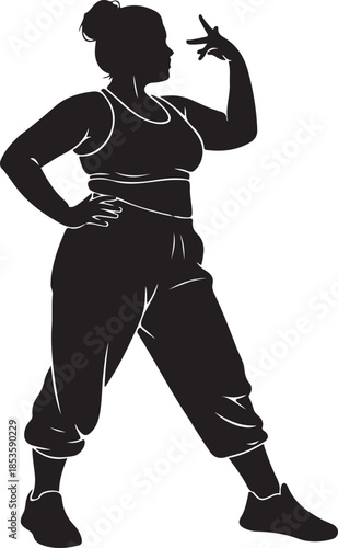 Silhouette of a woman in athletic wear posing female