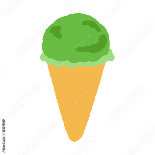 手書き風の食べ物単品アイコンイラスト　コーンアイス