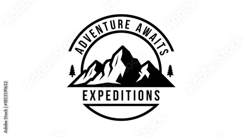 Adventure Awaits Expeditions Mountain Logo Design.