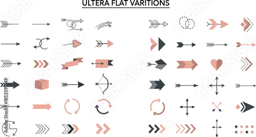 Ultra flat arrow icons various directions and shapes design elements