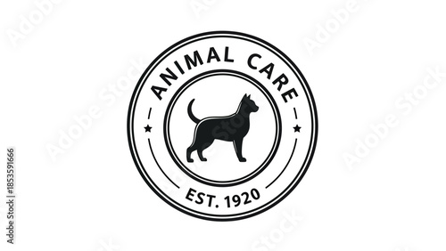 Animal Care Emblem with Dog Silhouette Est 1920.
