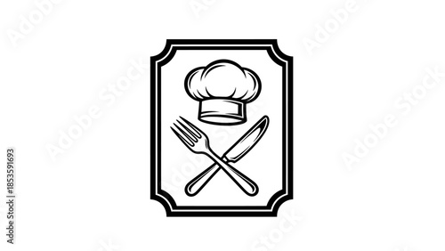 Chef Hat And Crossed Utensils Emblem.