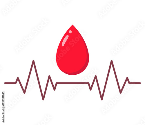 blood drop with heartbeat pulse ekg icons flat vector design