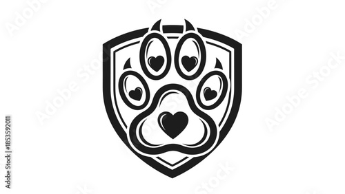 Paw Print Emblem with Heart Detail.