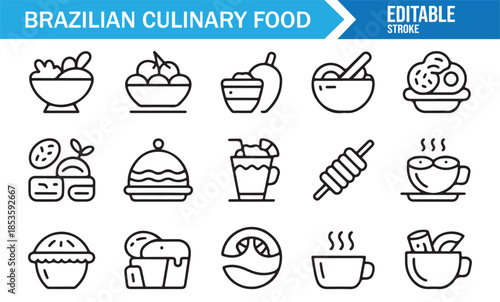 Brazilian food and gastronomy symbol collection
