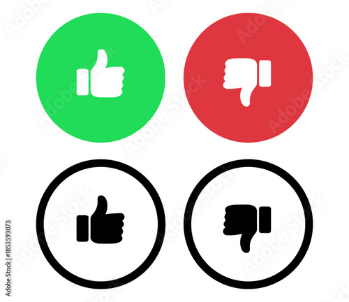 thumbs up and down feedback icons set flat vector design